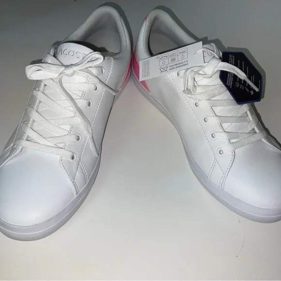 NIB Women’s Lacoste Lerond Sneakers White & Pink Size 6 - Picture 6 of 6
